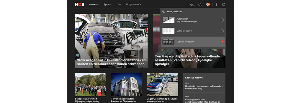 NOS heeft nu donkere modus-functie voor website