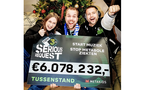 Tussenstand 3FM Serious Request ruim 6 miljoen euro