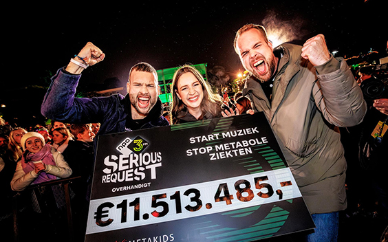 3FM Serious Request haalt € 11.513.485,- op voor Metakids